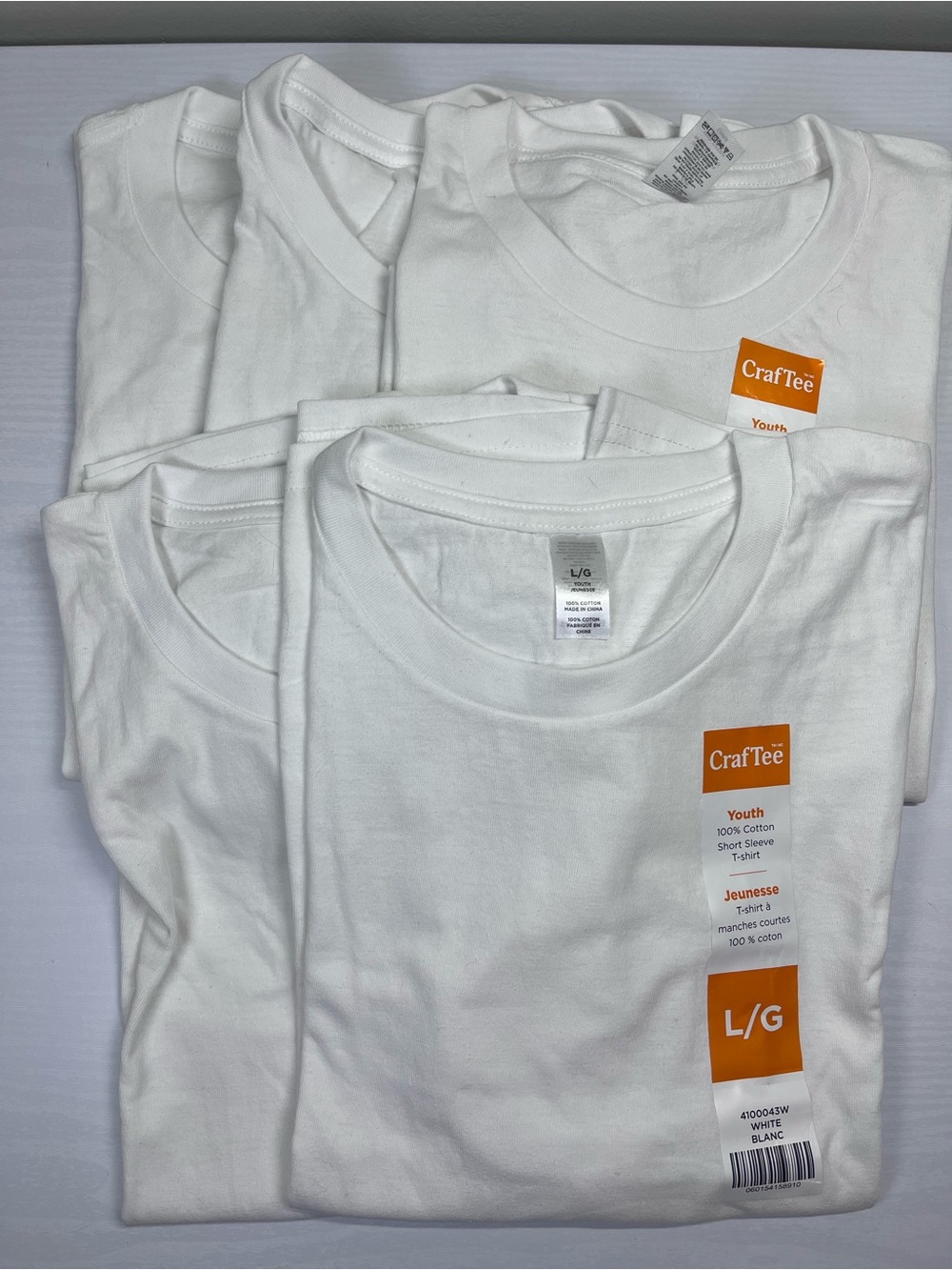 Lot of 5 CRAFTEE Youth Crew Neck T-Shirt L